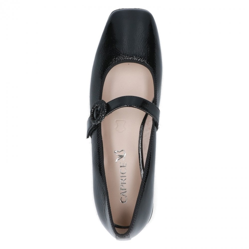 Caprice Mary Jane Black Patent Leather Shoe