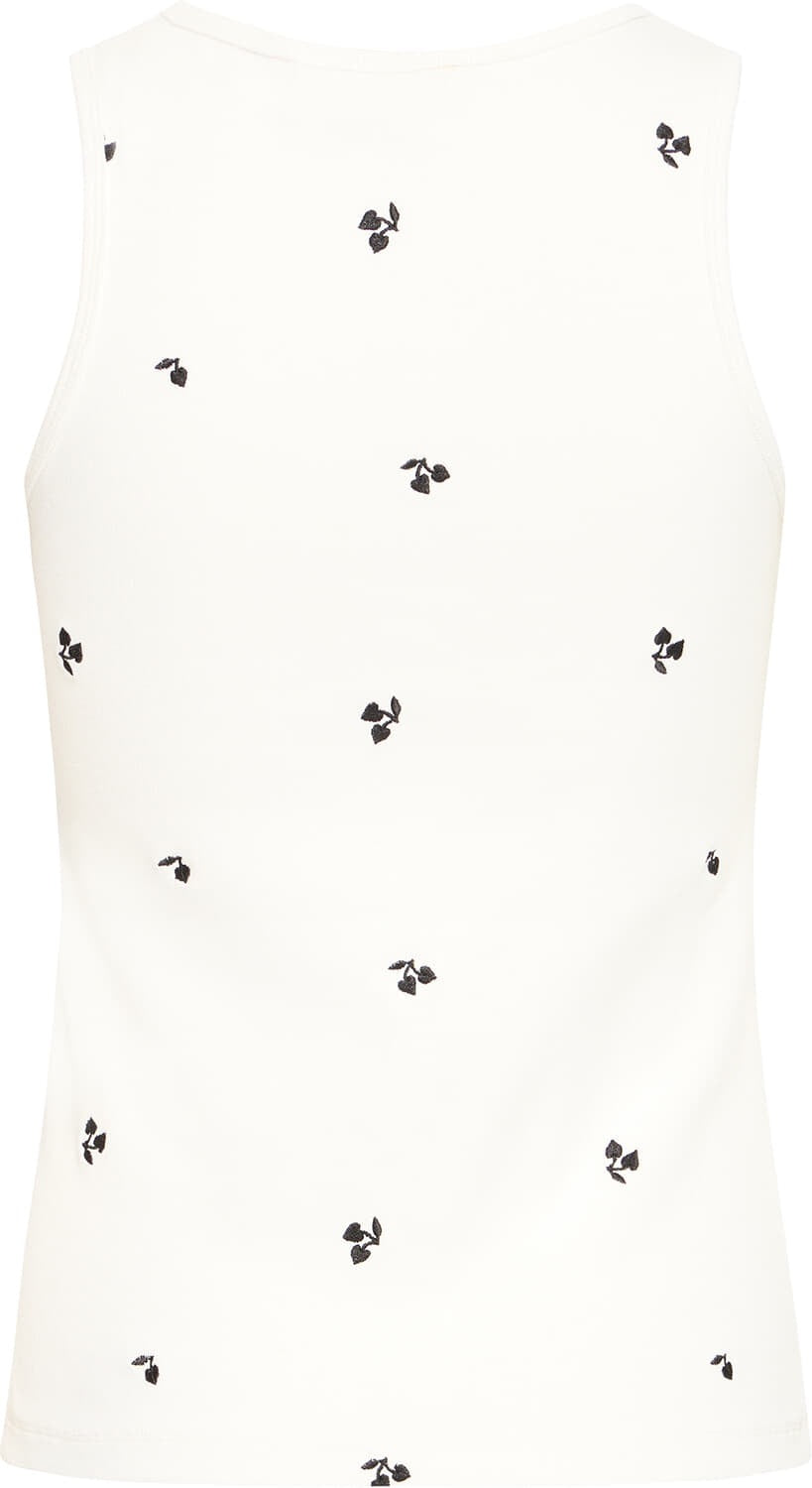 ICHI Palma Embroidered Top - White/Black