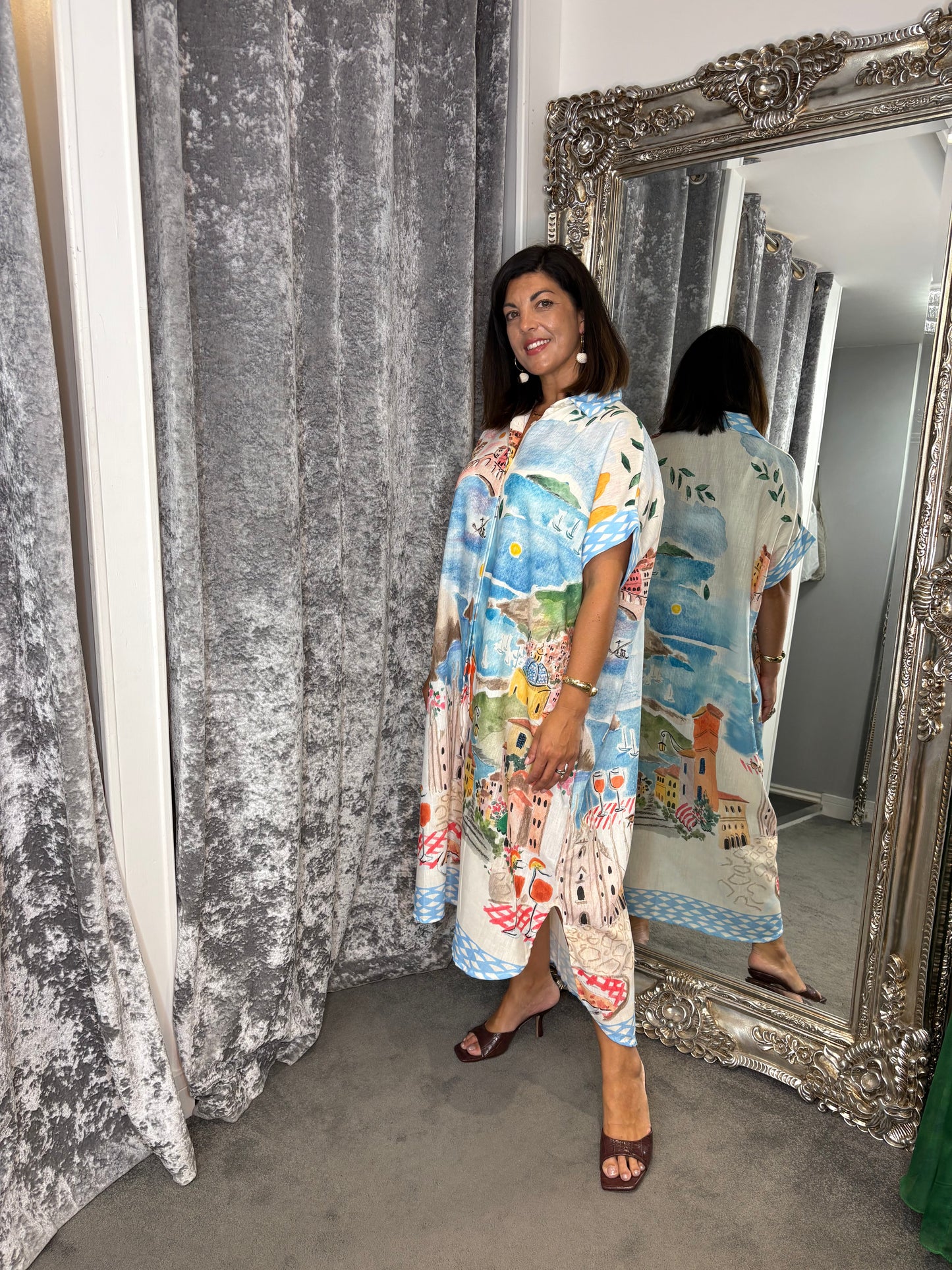 Studio Oversized Mediterranean Shirt Dress