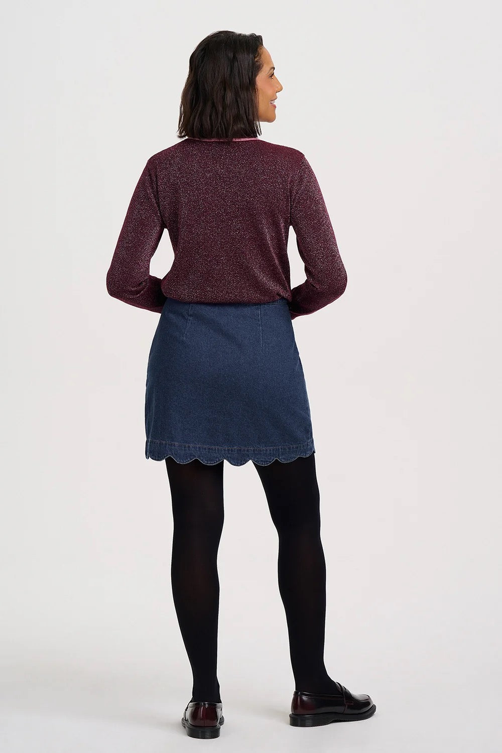 Sugarhill Brighton Vayda Scallop Skirt - Denim