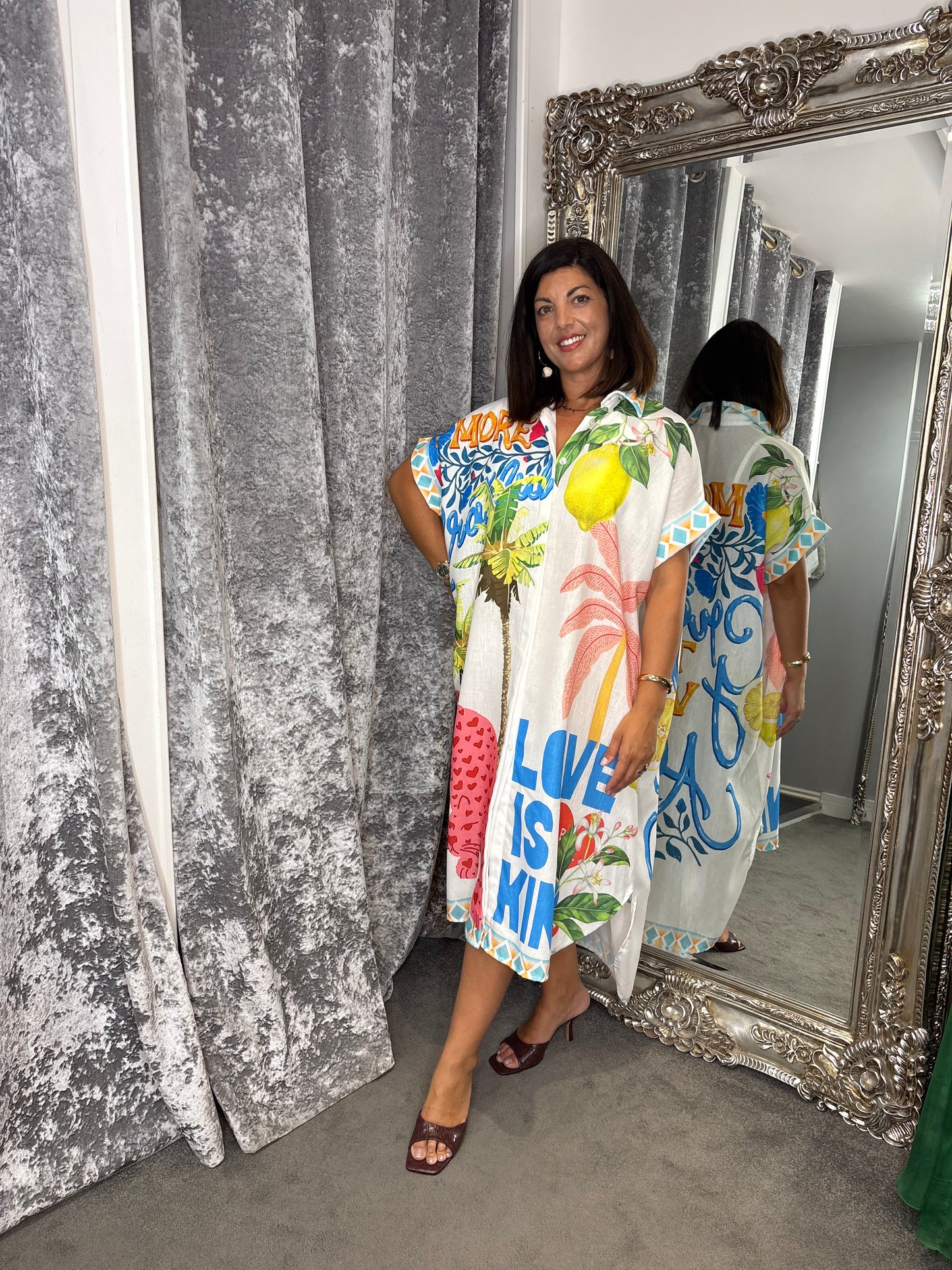 Studio Oversized Tropical Shirt Dress