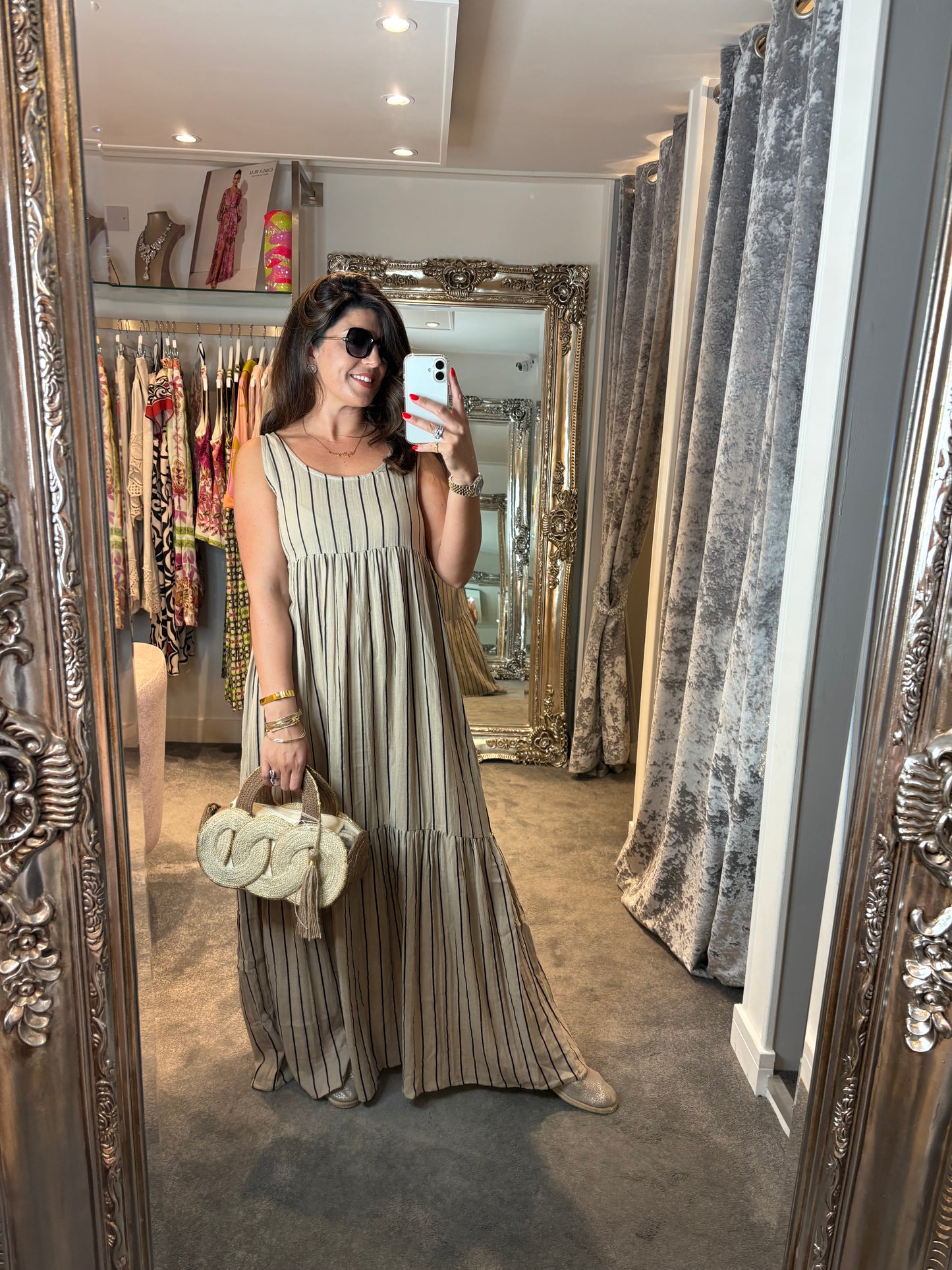 ICHI Foxa Stripe Maxi Dress