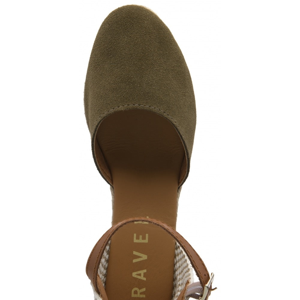 Ravel Burril Suede Espadrille Wedge Shoes - Khaki