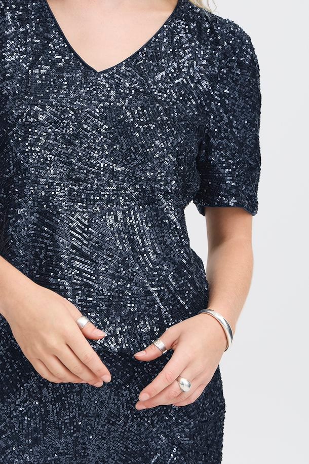 ICHI Fauca Blue Sequin Blouse