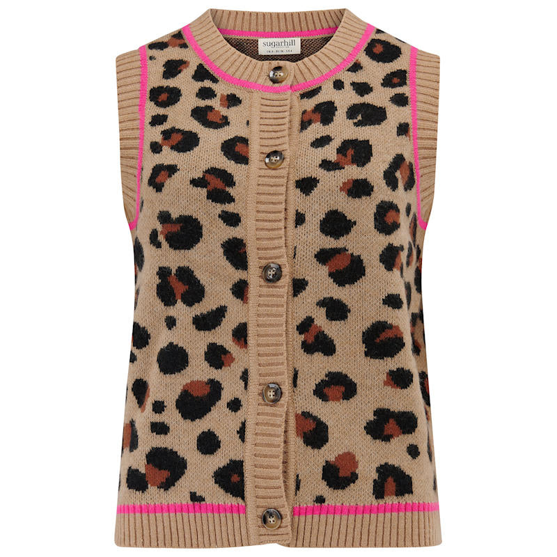 Sugarhill Brighton Natalie Knitted Waistcoat - Tan/Black