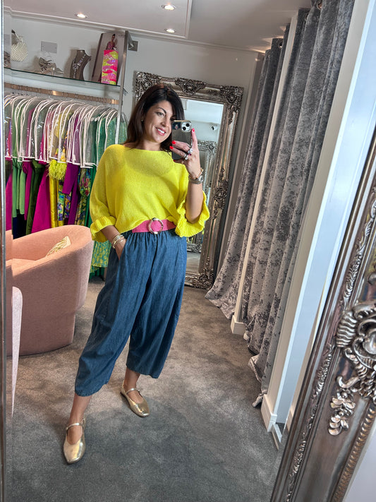 T1 Yellow Frill Edge Batwing Knit