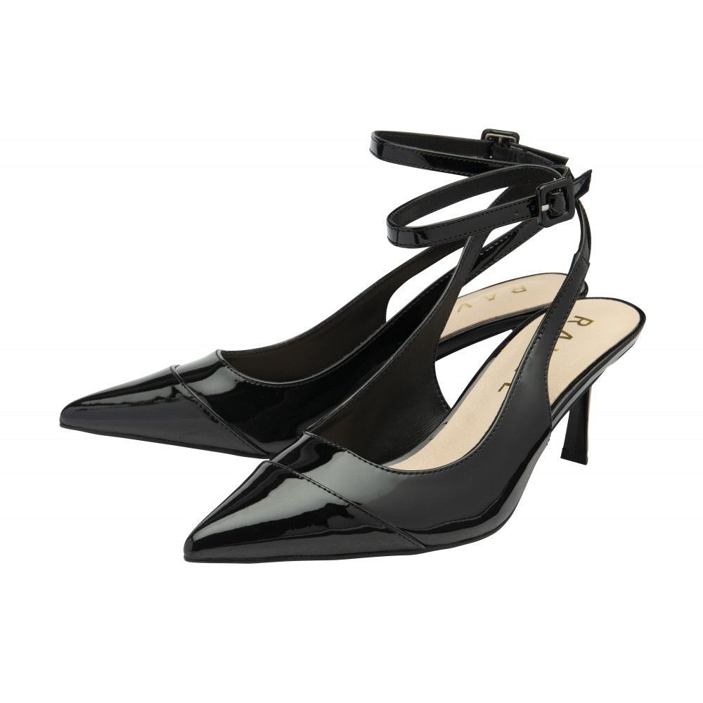 Ravel Black Patent Catrine Slingback Court Shoes |