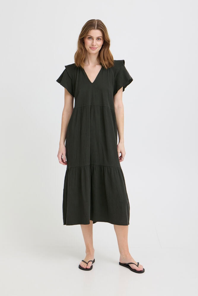 ICHI Lifana Midi Dress - Black