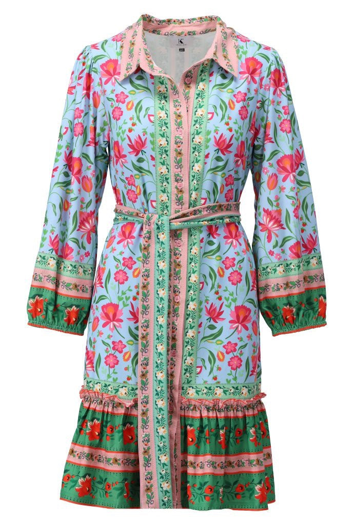 K-Design Floral Shirt Dress - Blue
