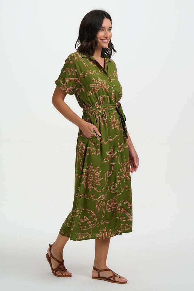 Sugarhill Brighton Leigh Midi Dress - Khaki