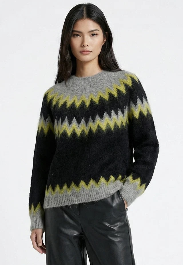 Religion Nadia Fair Isle Knit jumper - Black/Yellow