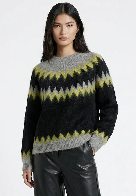 Religion Nadia Fair Isle Knit jumper - Black/Yellow