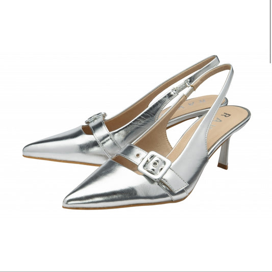 Ravel Silver Metallic Dalry Slingback Court Shoes