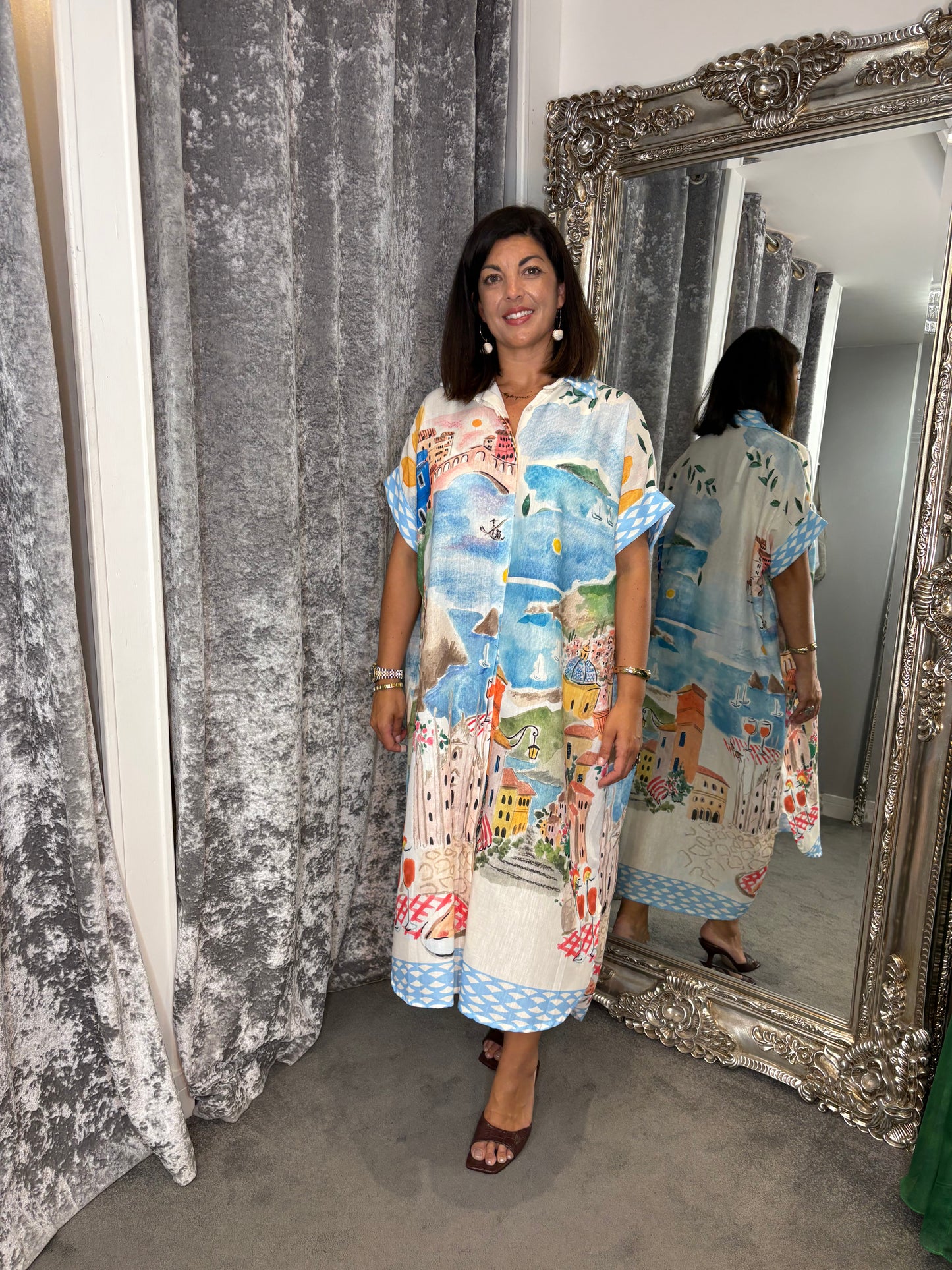 Studio Oversized Mediterranean Shirt Dress