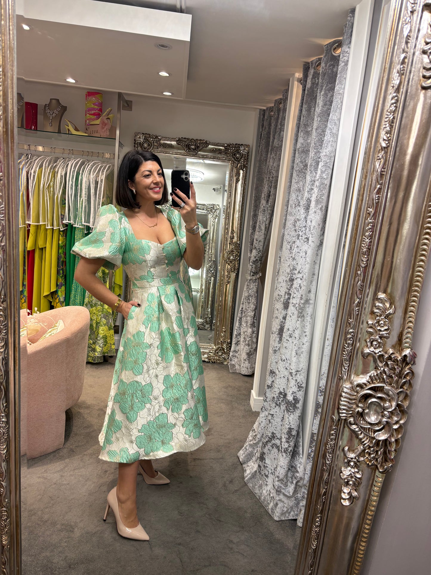 The 8th Sign Audrey Puff Sleeve - Metallic Mint