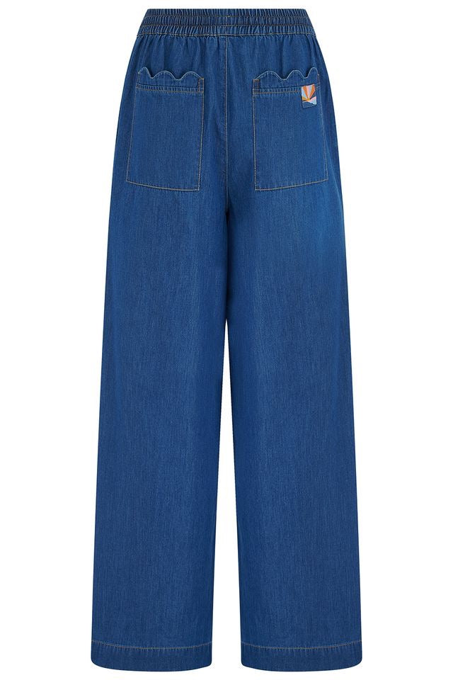 Sugarhill Brighton Megan Scallop Denim Trousers - Deep Blue