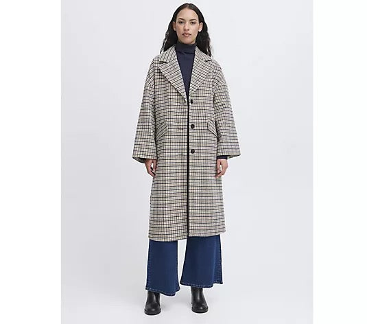 ICHI Emma Jacket - Navy Check