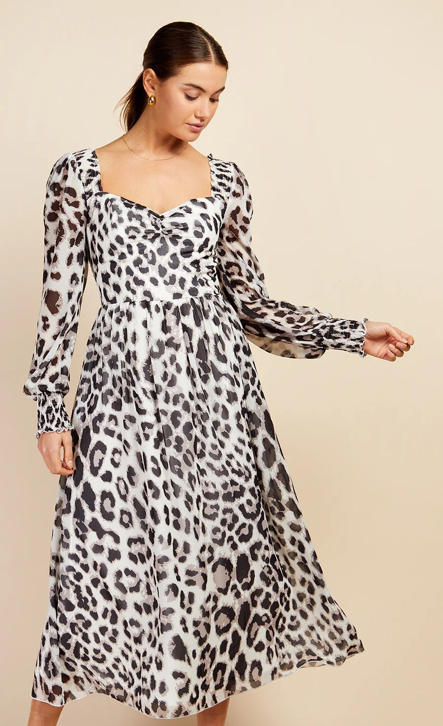 LM Leopard Print Sweetheart Neckline Midaxi Dress by Vogue Williams