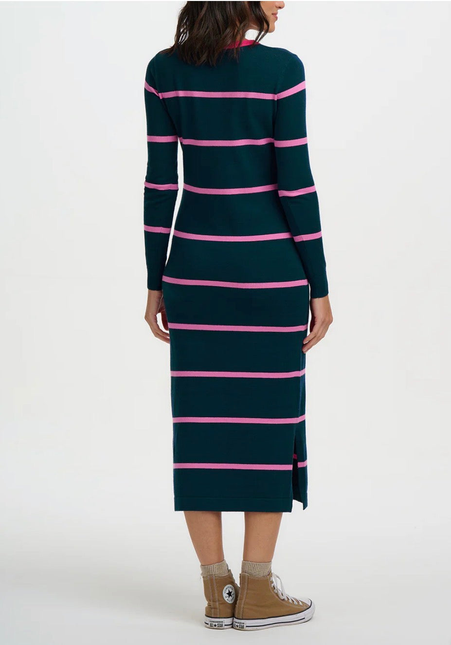 Sugarhill Brighton Liselle Knit Midi Dress - Teal, Pink Stripes