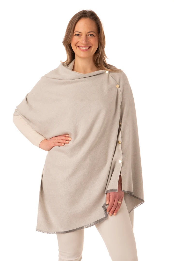 Franchetti Bond Gisellina Button Poncho - Stone