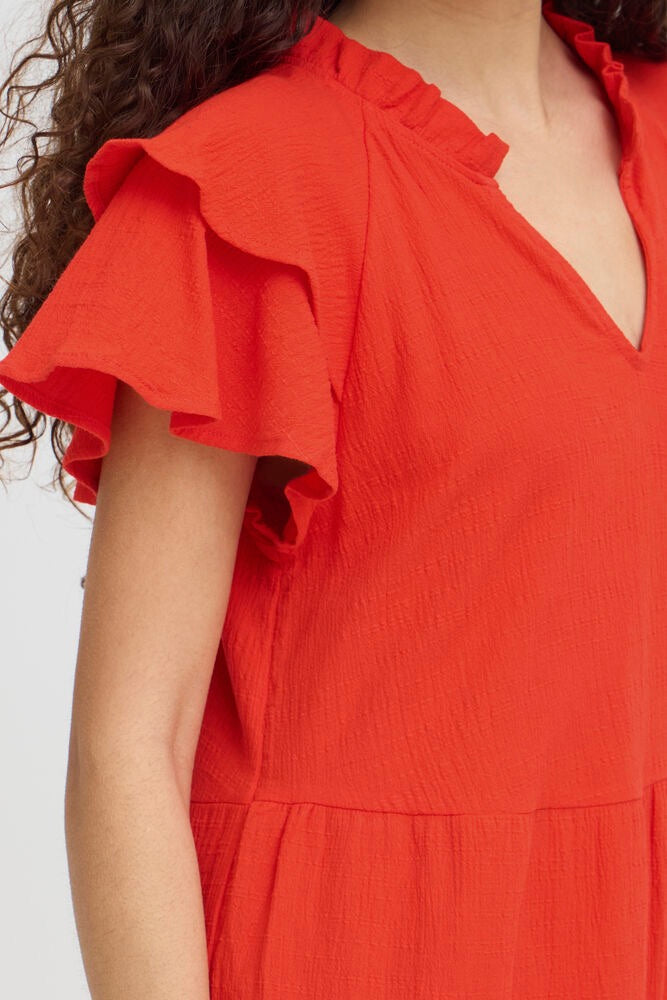 ICHI Lifana Midi Dress - Fiery Red