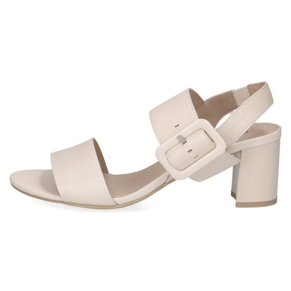 Caprice Block Heel Leather Heel - Cream Pearl