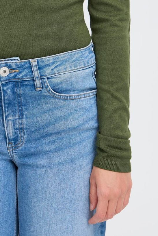 ICHI Mafa Polo Neck Sweater Green