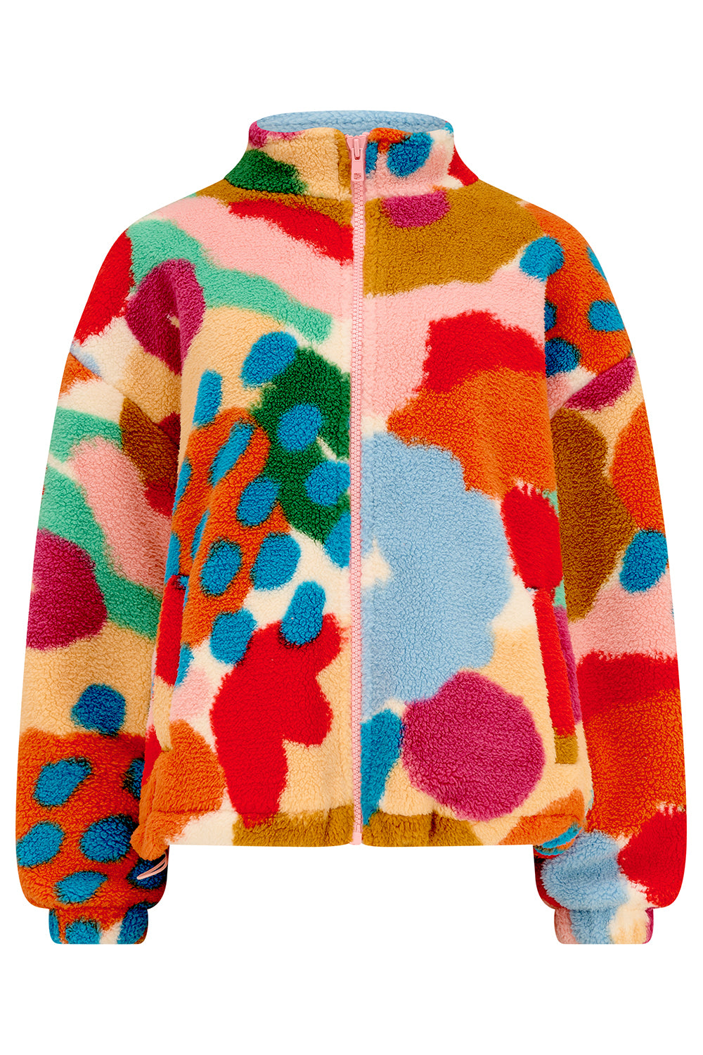 Sugarhill Brighton Hartley Zip Up Fleece - Off White/Multi, Abstract Floral