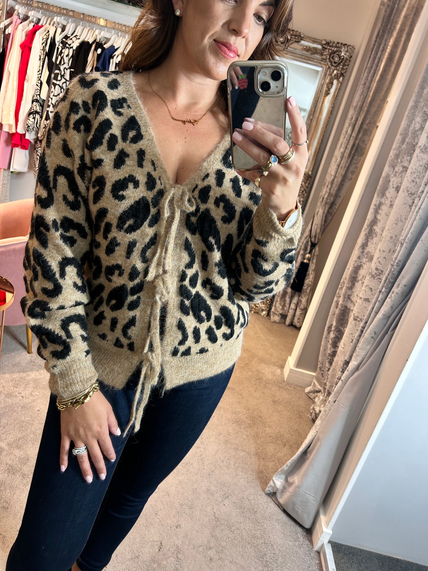 FY Leopard Print Knit Cardigan/Jumper