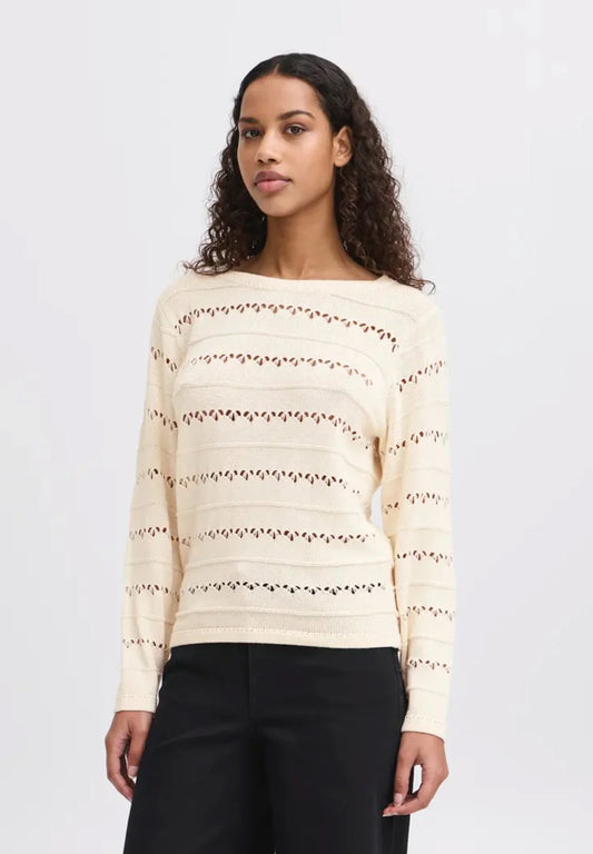 ICHI Laluha Pointelle Jumper Cream