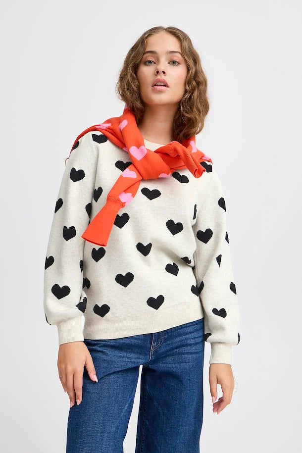 ICHI Brielle Heart Print Jumper