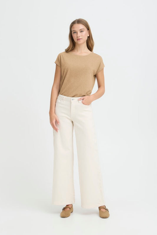 ICHI Ziggy Wide Leg Jeans - Birch White