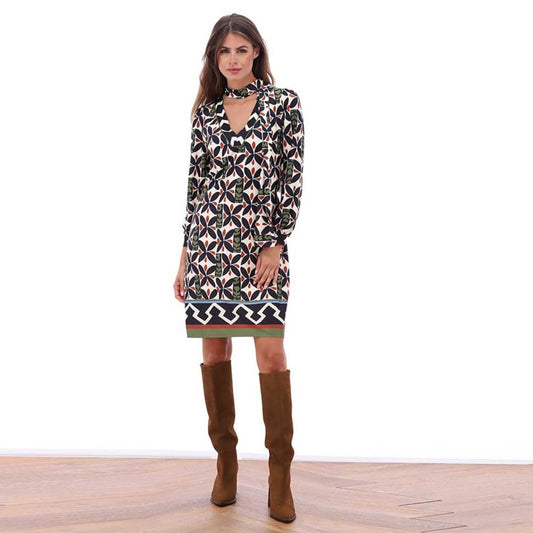 K Design Midi Dress - Black/Cream