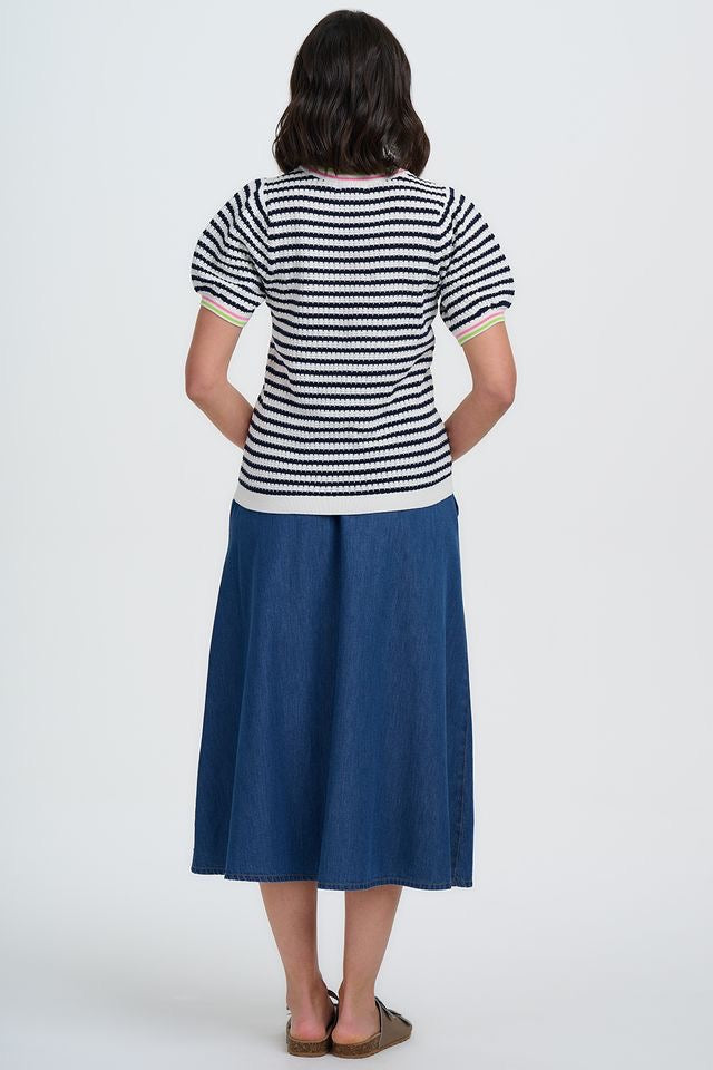 Sugarhill Brighton Carolina Knit Top - Off White/Navy