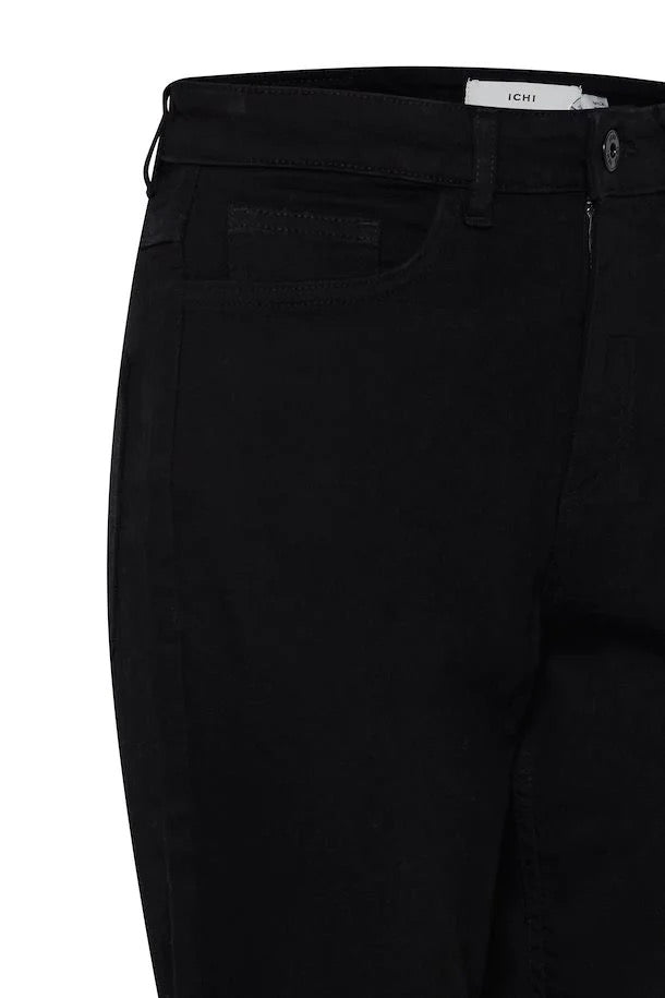 ICHI Raven Straight Leg Jet Black Jeans