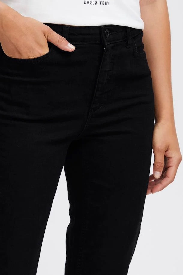 ICHI Raven Straight Leg Jet Black Jeans