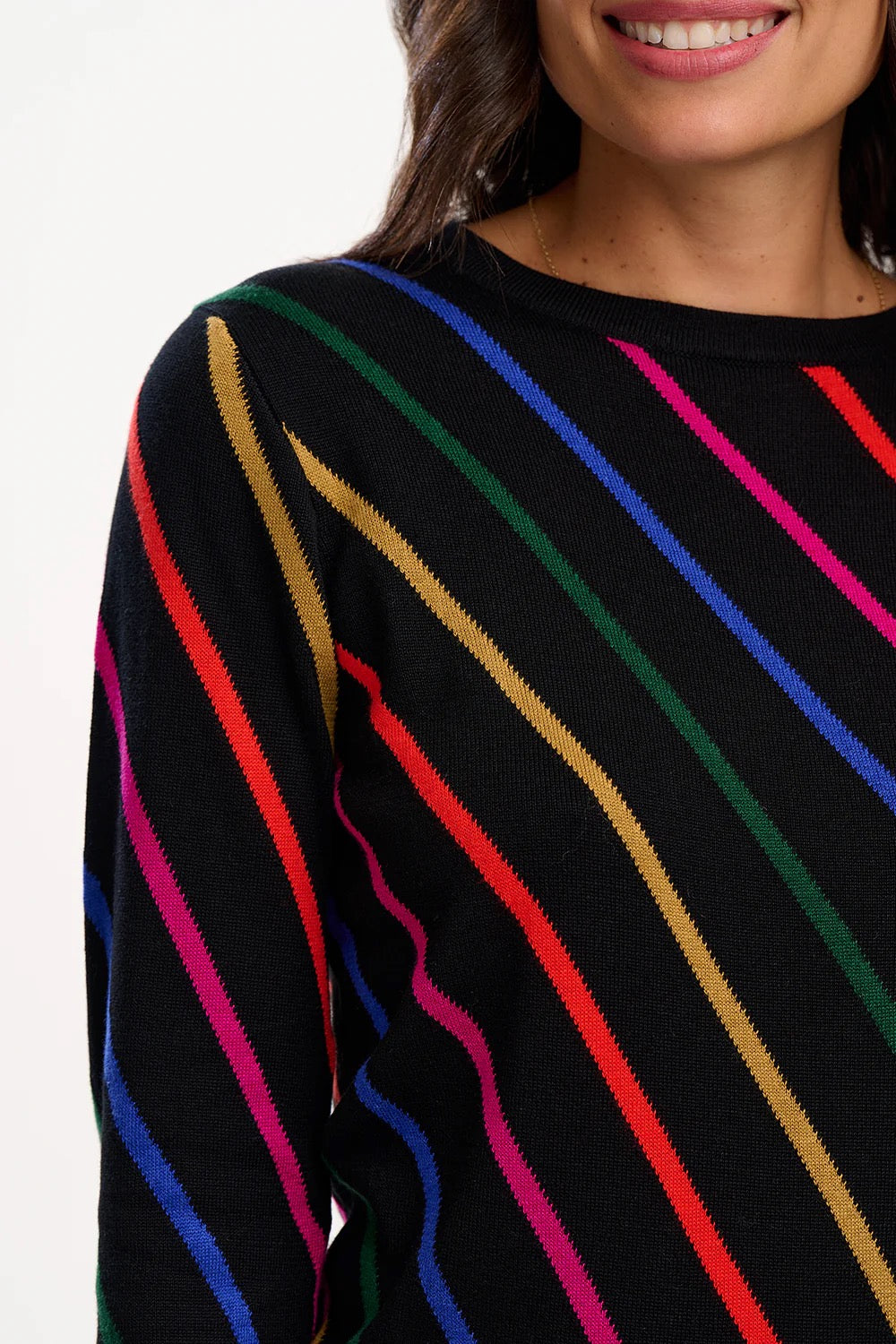 Sugarhill Brighton Rowena Retro Stripes Jumper - Black