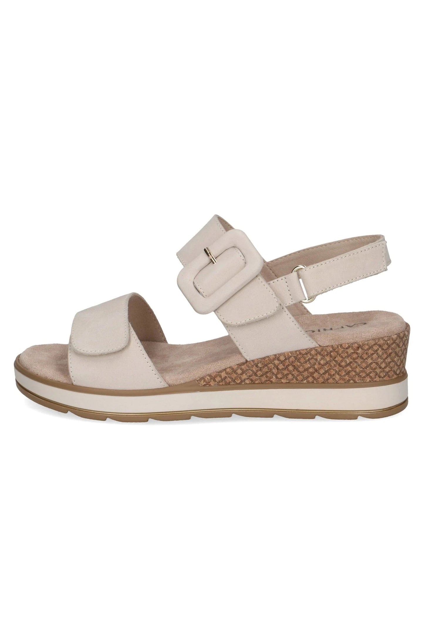 Caprice Cream Leather Wedge Sandal