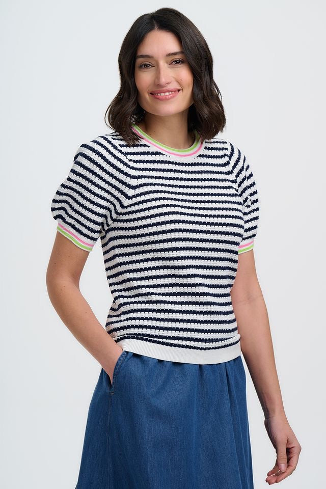 Sugarhill Brighton Carolina Knit Top - Off White/Navy