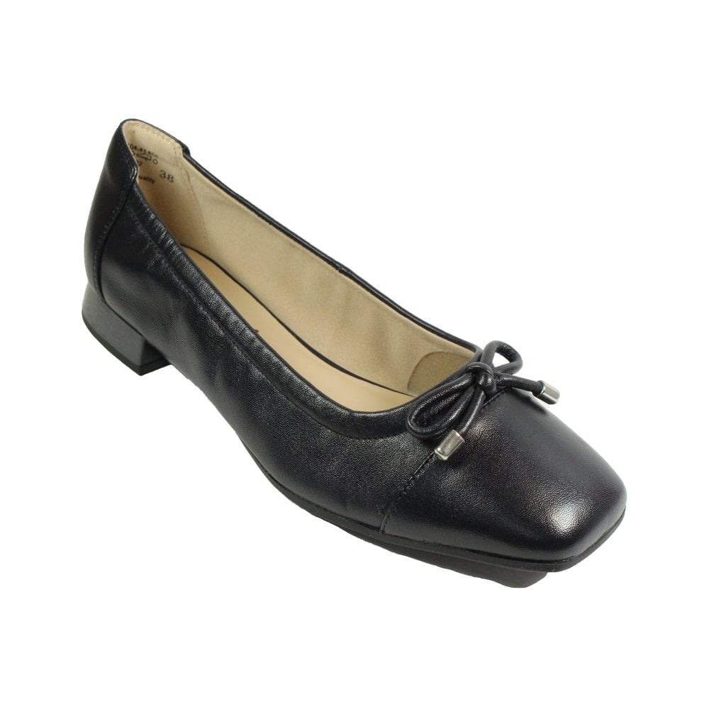 Caprice Navy Leather Ballerina Shoe