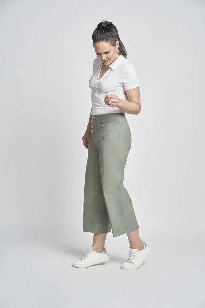 Pinns Wide Leg Trouser - Khaki