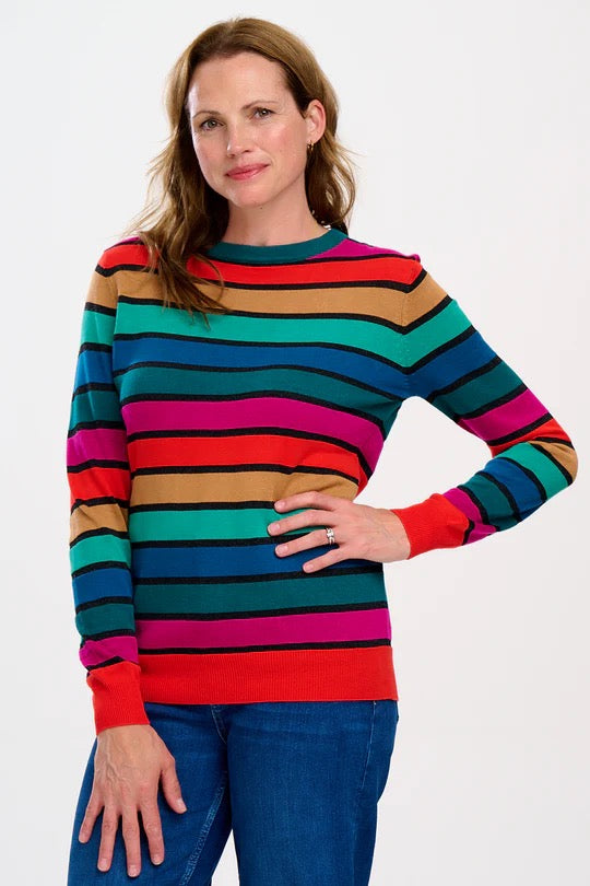 Sugarhill Brighton Astrid Jumper - Multi, Rainbow Stripes