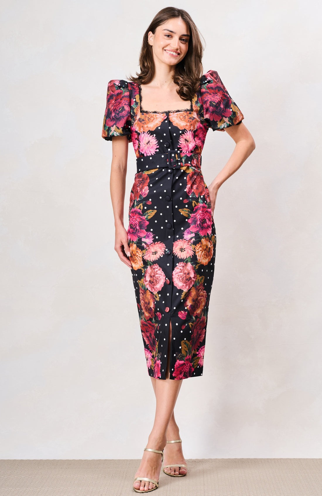 Hope & Ivy The Rinna Pencil Dress - Black Floral