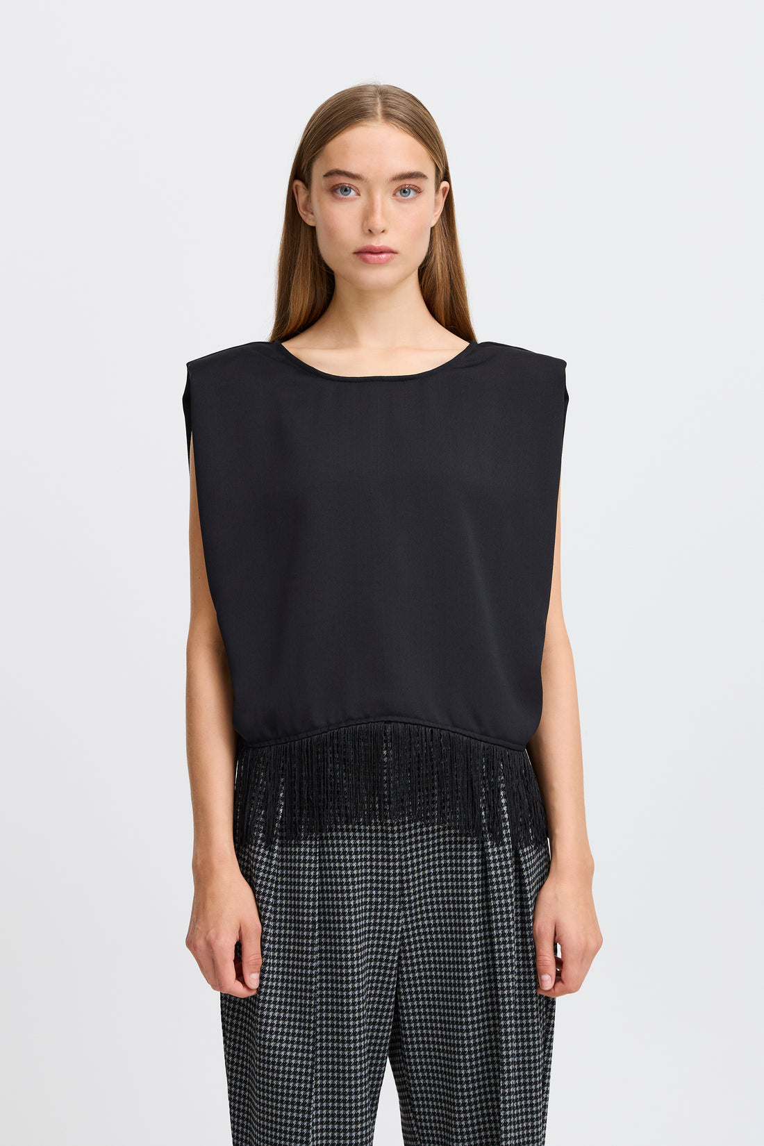 ICHI Ricco Black Tassle Top