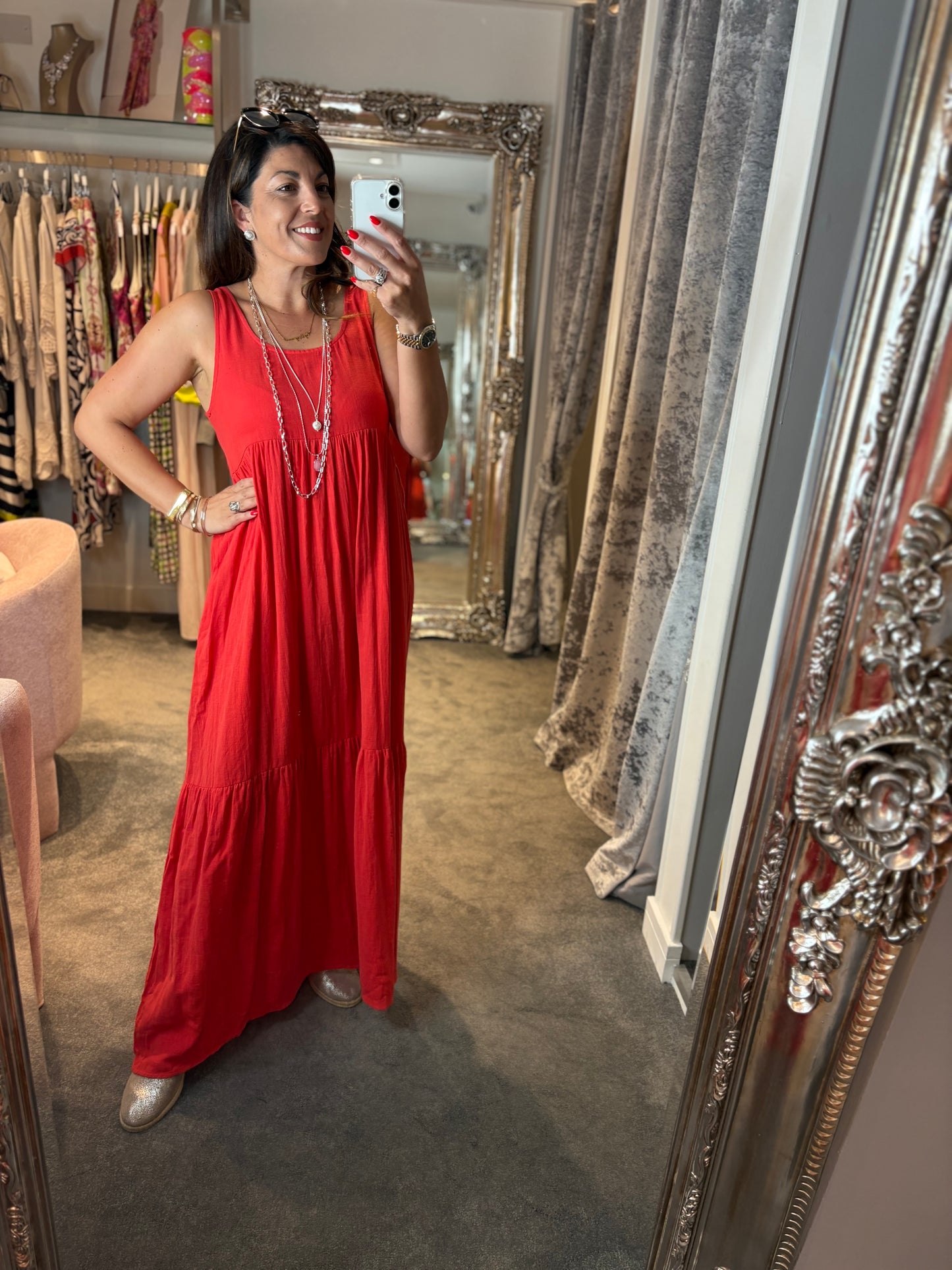 ICHI Foxa Red Maxi Dress