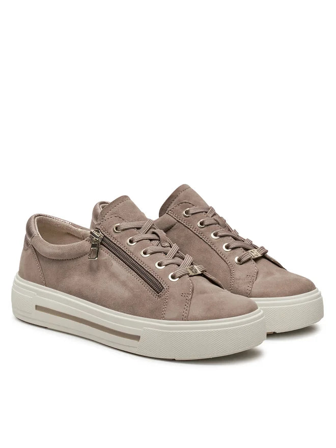 Caprice Mud Leather Suede Trainer