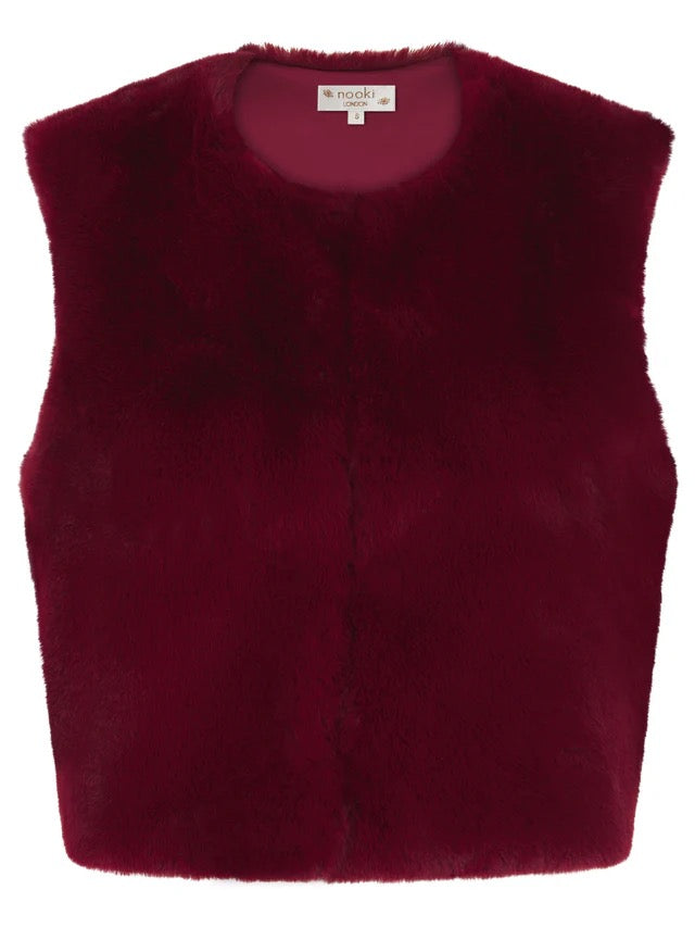 Nooki Edelweiss Faux Fur Gillet - Deep Red