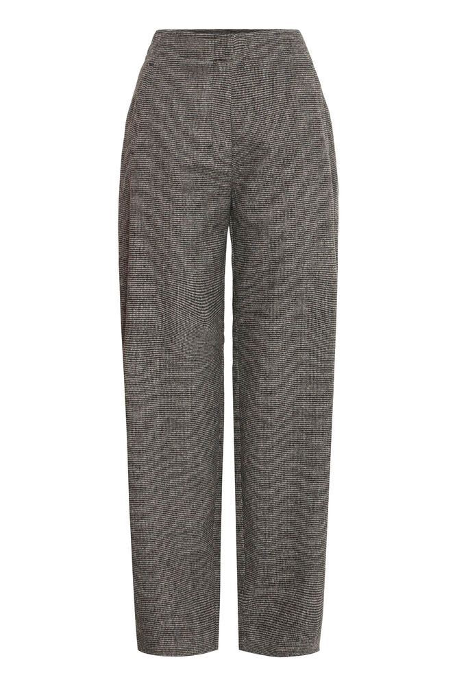 ICHI Check Barrel Leg Trouser