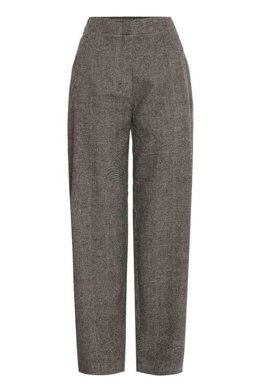 ICHI Check Barrel Leg Trouser