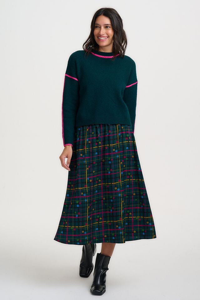 Sugarhill Brighton Melody Midi Skirt - Green Tartan